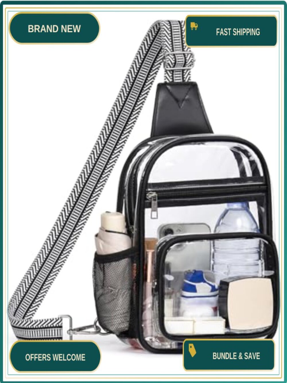 Clear Stadium Approved Crossbody Bag Sling Backpack PVC Waterproof